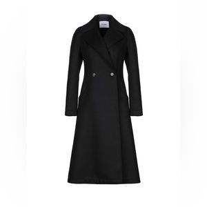 NWT DONDUP BLACK 100% WOOL LONG COAT SZ EURO 46 US M/L MADE IN ITALY